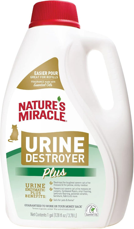 Urine Destroyer plus for Cats, Enzymatic Formula for Severe Cat Urine Stains, 1 Gal