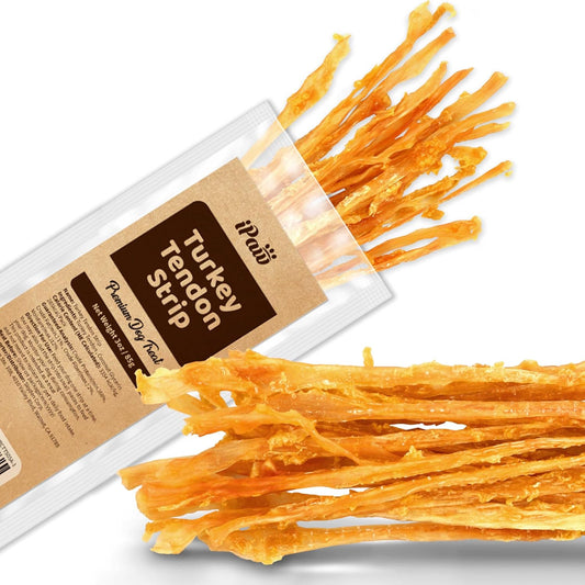 Turkey Tendons for Dogs, 100% Turkey and US Sourced Raw Material, Hypoallergenic, All Natural Human Grade Puppy Chew, Rawhide Alternative Dog Treats, 1 Unit/Pack Strip (Large)