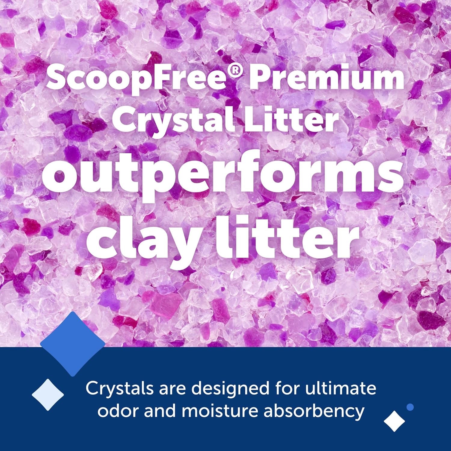 Scoopfree Premium Crystal Cat Litter - Outperforms Clay Litter - Less Tracking, Dust for a Fresh Home - Non-Clumping - Two 4.3 Lb Bags of Litter (8.6 Lb Total) - Lavender