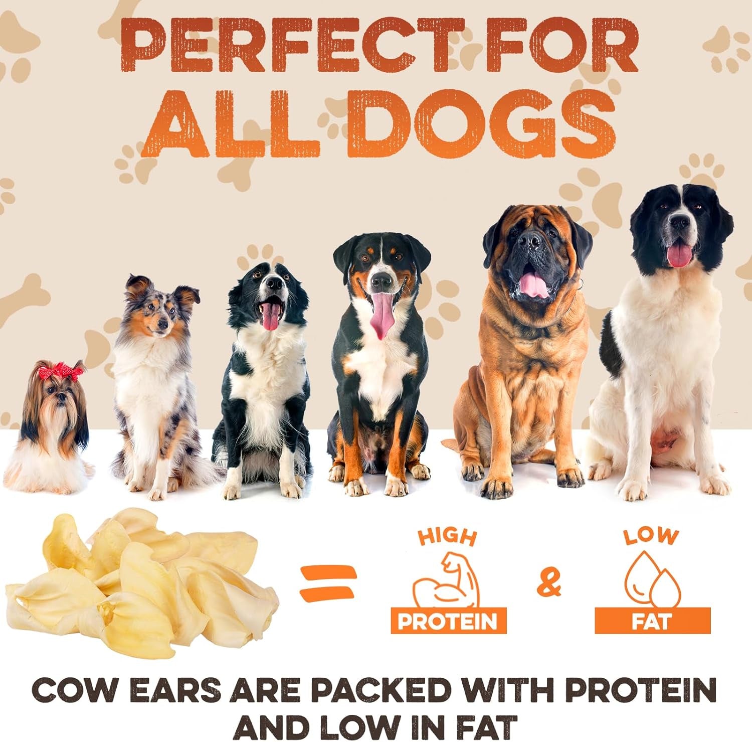 Cow Ears for Dogs – Whole Ears 12 Ct, Thick Cut, Grass-Fed Angus Beef, All-Natural No-Rawhide Dog Treat Alternative