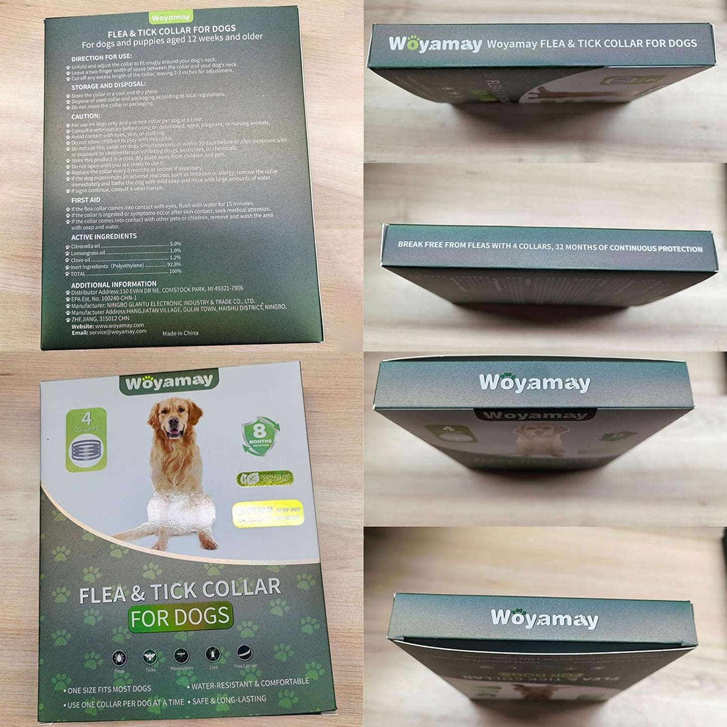 4 Pack Flea Collar for Dogs, 32 Months Flea and Tick Prevention for Dogs, Dog Flea and Tick Treatment, Adjustable Dog Flea and Tick Collar for All Breeds and Size, Black