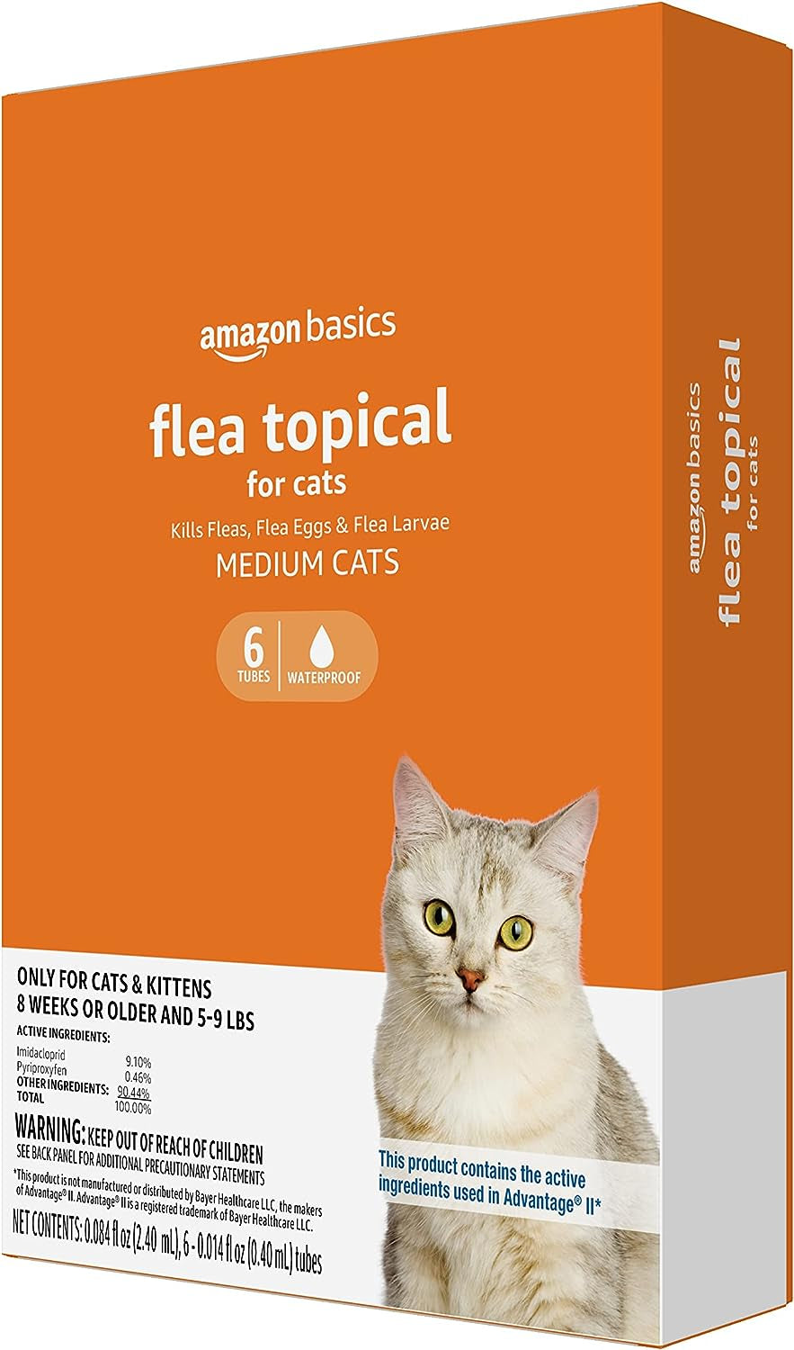 Topical Flea Treatment for Medium Cats (5-9 Pounds), 6 Count (Previously Solimo)