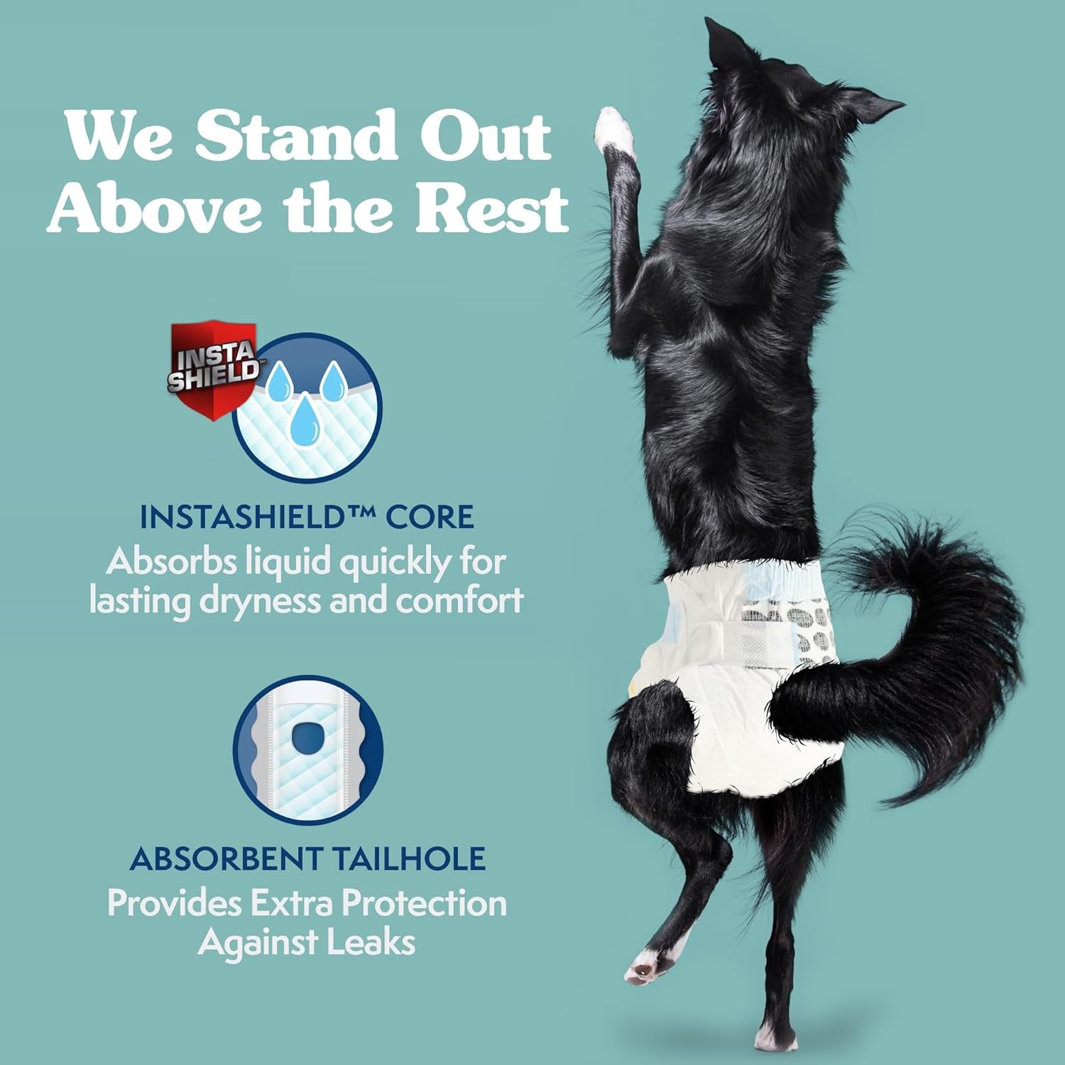 Disposable Dog Diapers, Female Dog Diapers, Puppy Potty Training, Incontinence and Heat Cycle Protection, Large Diapers for Dogs, 18-27 Inch Waist, 30 Count