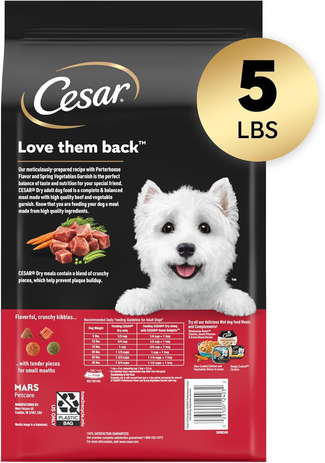 Small Breed Dry Dog Food Porterhouse Flavor and Spring Vegetables Garnish, 5 Lb. Bag