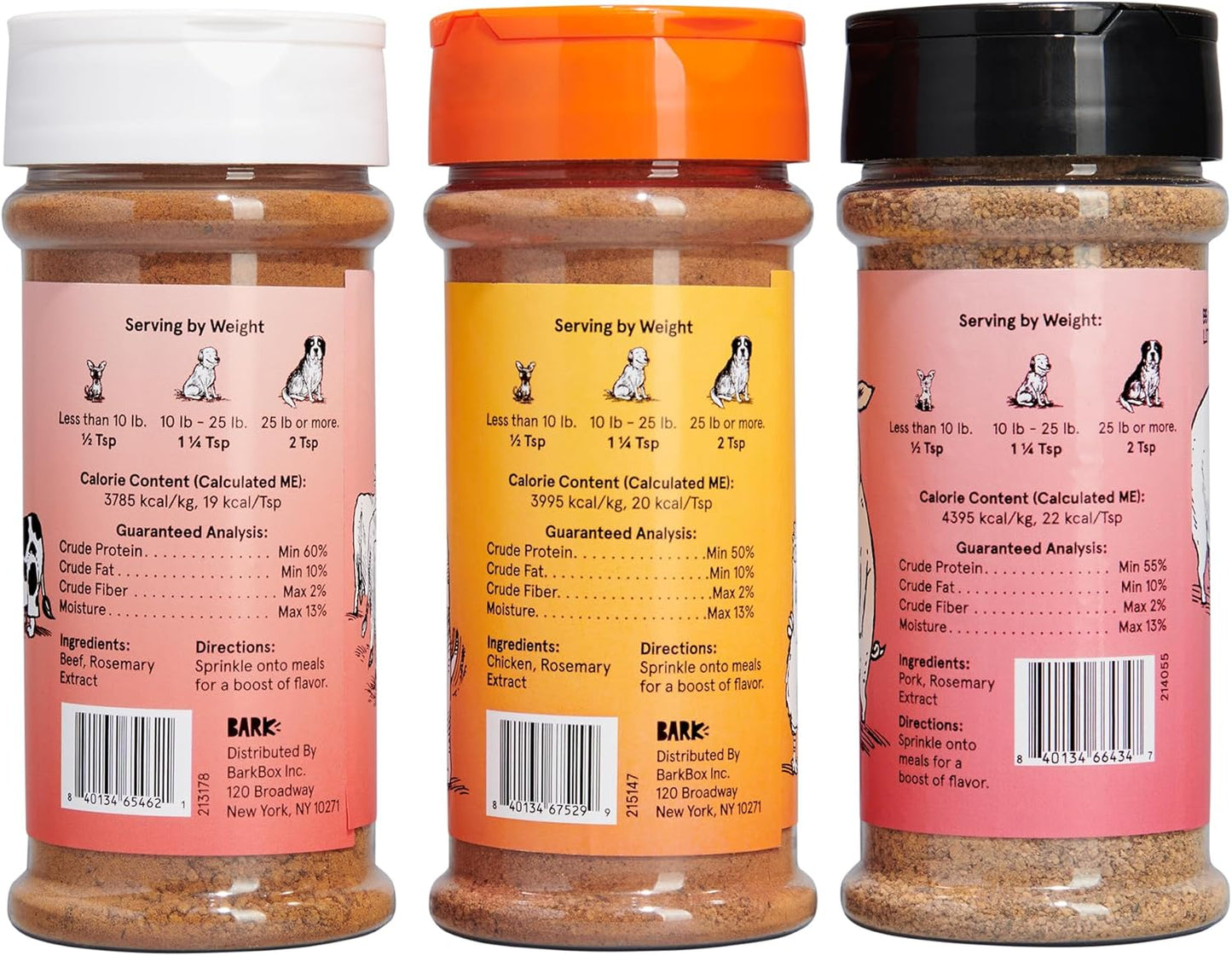 Beef, Chicken, Ham Dog Treat Topper - High Protein Ingredient Meal Mixer, Rosemary Extract for Large & Small Breeds, Elevate Food Dining, Shake & Pour for Bowls (Pack of 3)