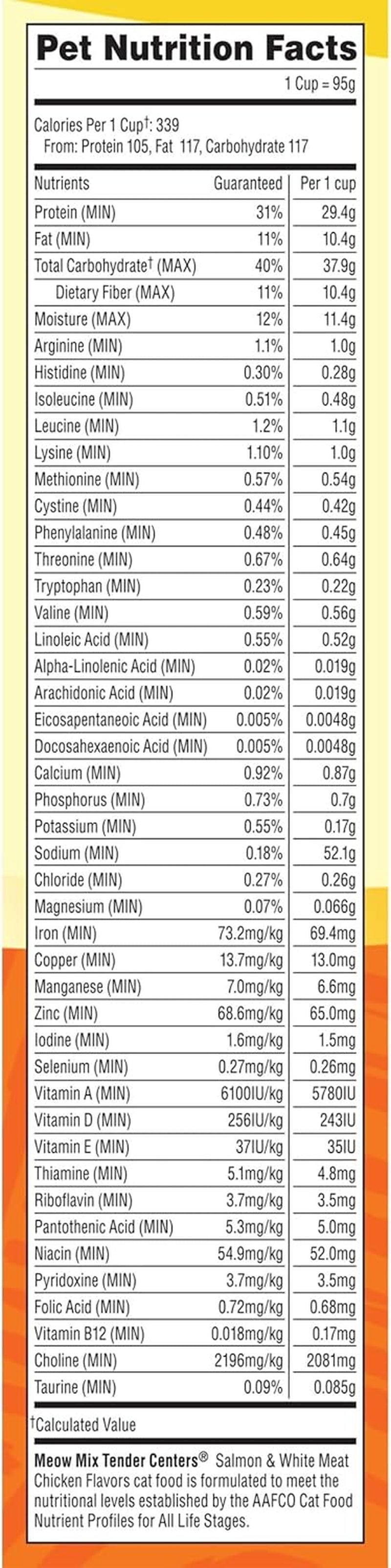 Tender Centers Salmon & White Meat Chicken Flavors Cat Food, 3 Pound (Pack of 4), Crunchy outside Meaty Inside