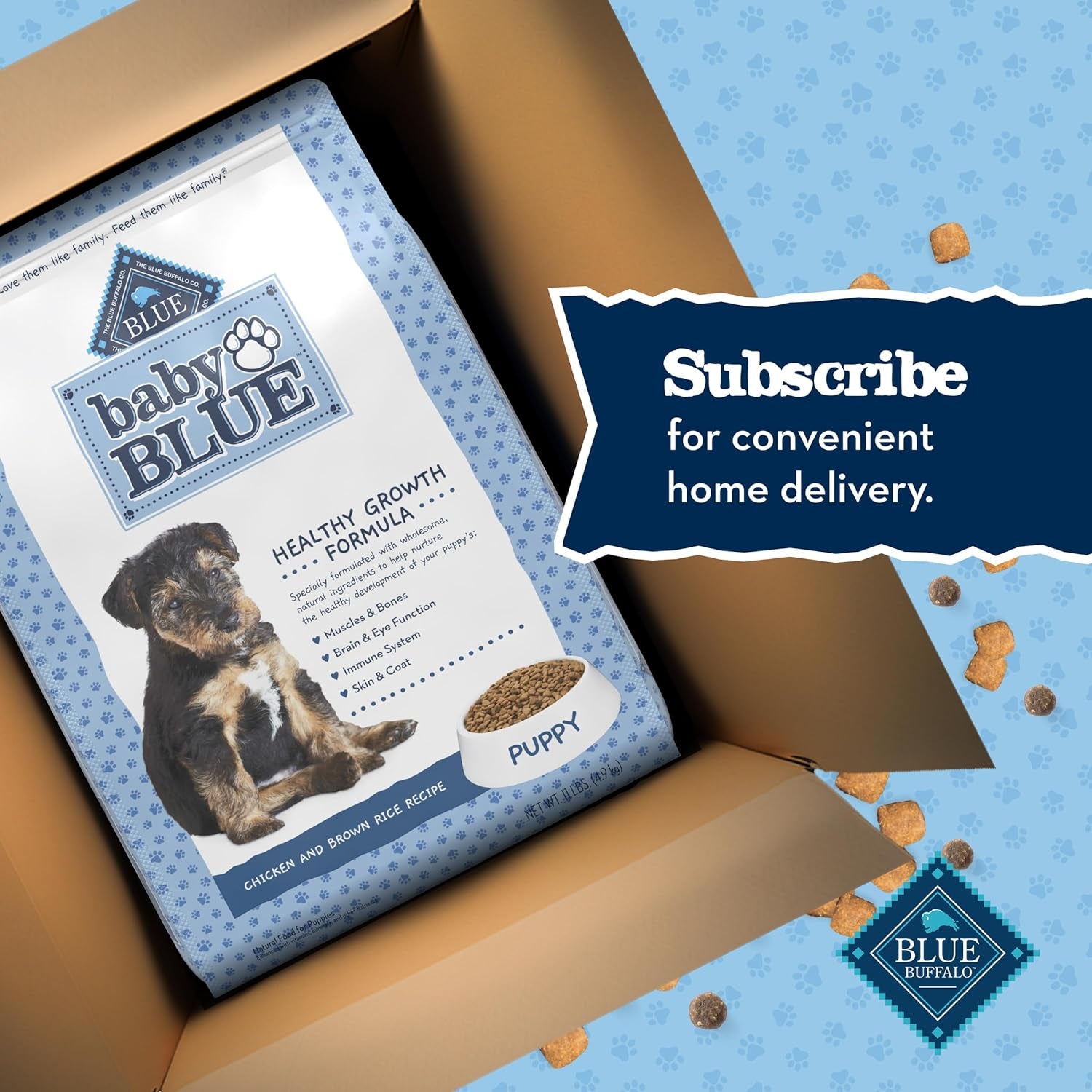 Baby Blue Natural Dry Food for Puppies, Healthy Growth Formula with DHA, Savory Chicken Recipe, 11-Lb Bag