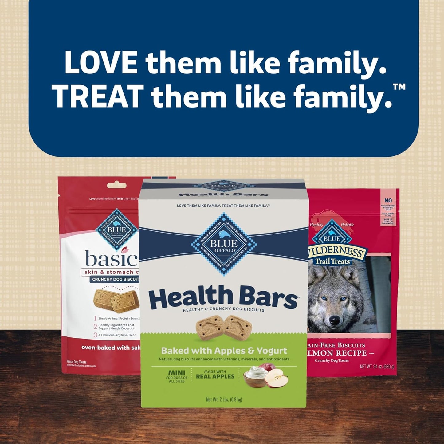 Mini Health Bars Crunchy Dog Biscuits, Oven-Baked with Natural Ingredients, Apples & Yogurt, 2-Lb Box