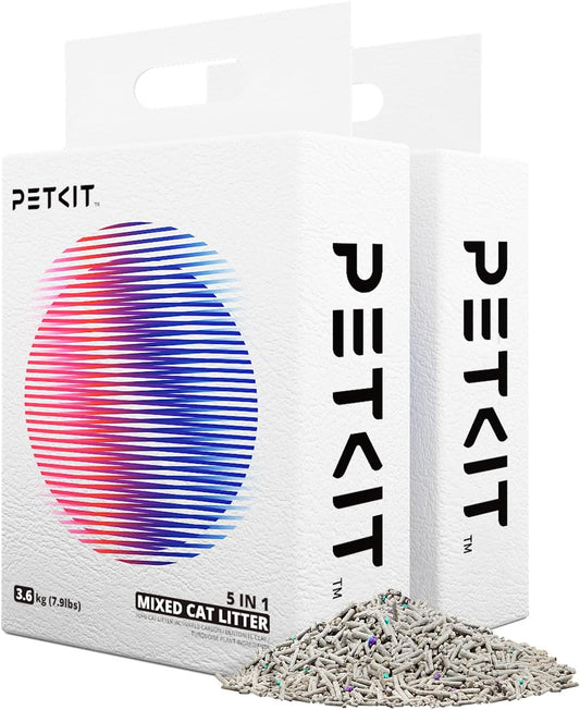 Mixed Cat Litter Fast Clumping, Flushable, Ultra Absorbent, 100% Natural Ingredients Litter, Water Dissolvable, Really Dust-Free, Low Tracking Bentonite Tofu Litter (7.9Lb×2 Bags)