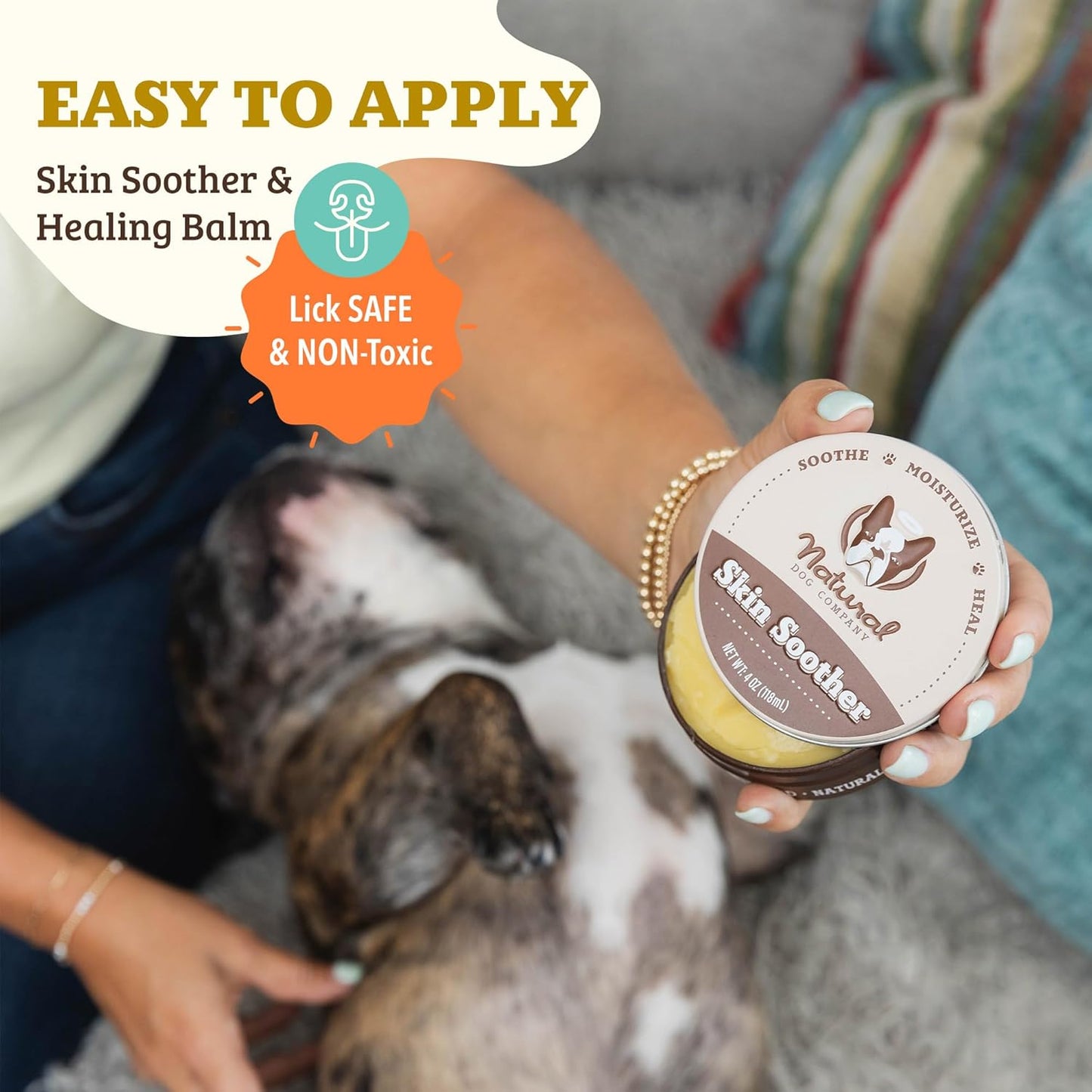 Skin Soother Balm for Dogs – 4 Oz Tin All Natural Hot Spot & Rash Relief – Organic Itchy Skin Soothing Moisturizer for Dry, Red, Crusty Skin – Lick-Safe Dog Balm, Made in USA