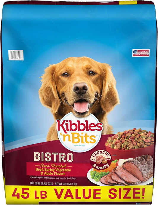 Bistro Dry Dog Food, Oven Roasted Beef, Spring Vegetable & Apple Flavors for Adult Dogs, 45 Lb. Bag