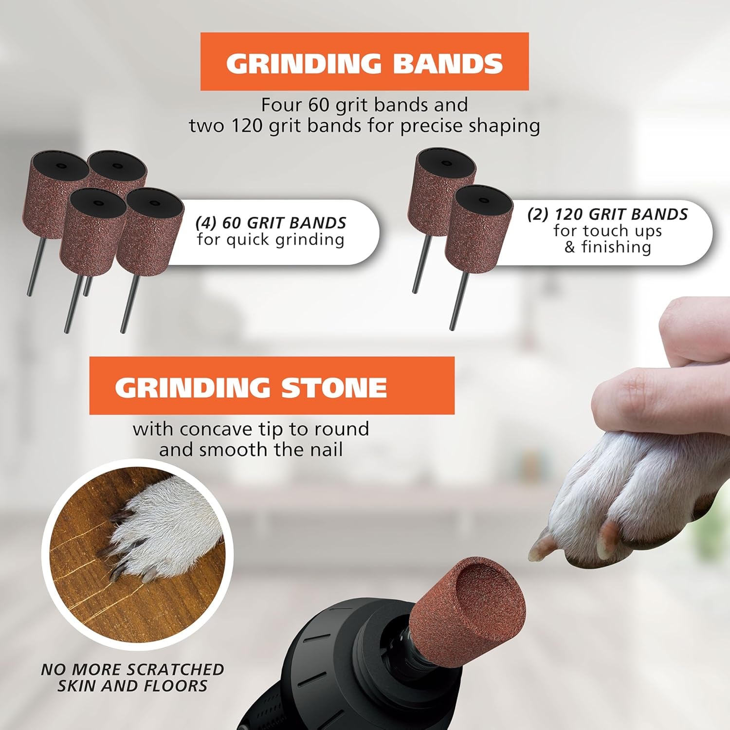 Grind & Smooth 2 Speed Battery Dog Nail Grinder with Concave Rounding Tip and Nail Guard for Increased Safety and Precise Nail Grinding - Model 3026333