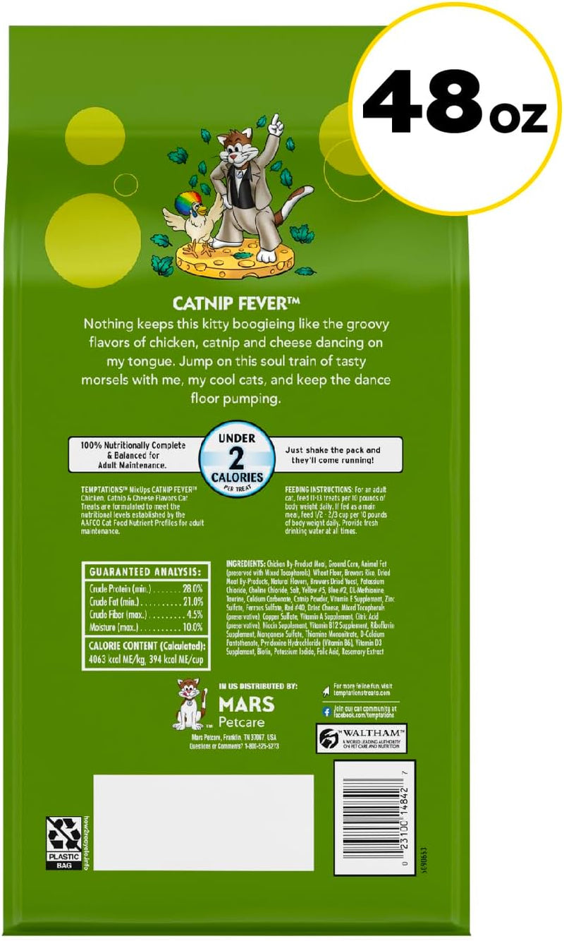 Mixups Catnip Fever Flavor Crunchy and Soft Cat Treats, 48 Oz. Bag