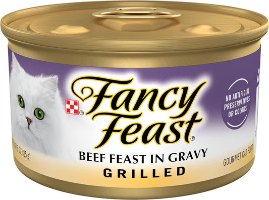 Purina  Grilled Wet Cat Food Beef Feast in Wet Cat Food Gravy - (Pack of 24) 3 Oz. Cans