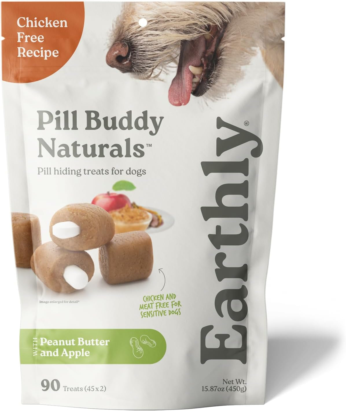 Earthly Pill Buddy Naturals - PB & Apple Recipe Pill Hiding Treats for Dogs - Make a Perfect Pill Concealing Pocket or Pouch for Any Size Medication - 90 Servings