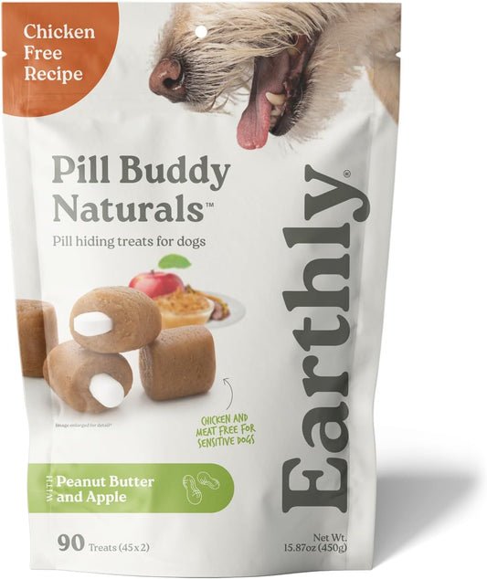 Earthly Pill Buddy Naturals - PB & Apple Recipe Pill Hiding Treats for Dogs - Make a Perfect Pill Concealing Pocket or Pouch for Any Size Medication - 90 Servings