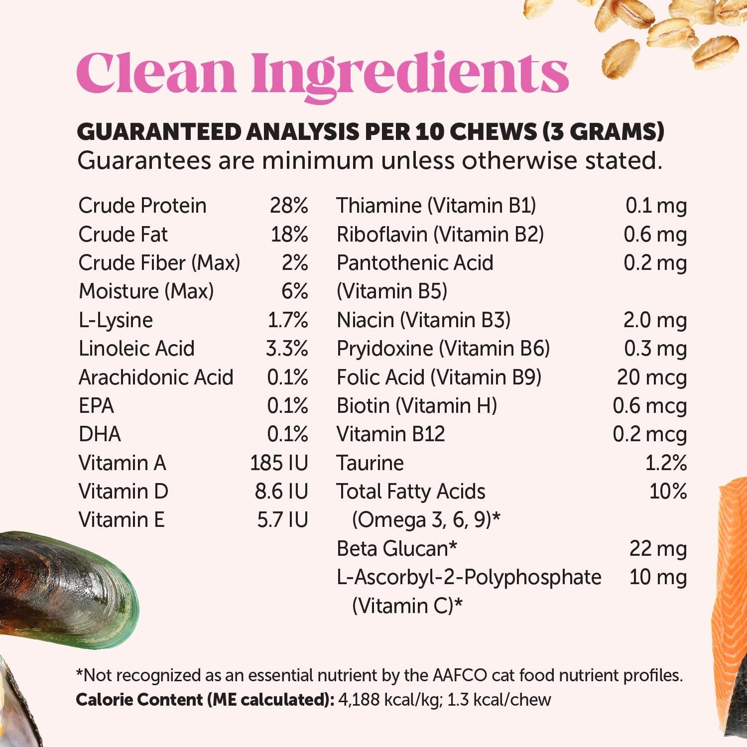 Cat Multivitamin Crunchy & Creamy Chews - Cat Treats for Health + Immune, Joint Support, Skin & Coat, & Digestion - Vitamins with Omega 3S, Lysine & Probiotics (30 Day Supply)