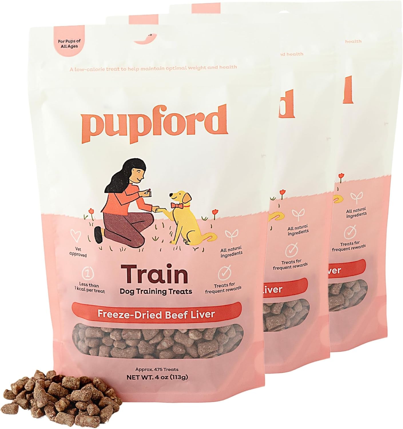 Freeze Dried Training Treats for Dogs & Puppies, 1400+ Three Ingredient Bites (Beef Liver, 4 Oz, 3 Pack)