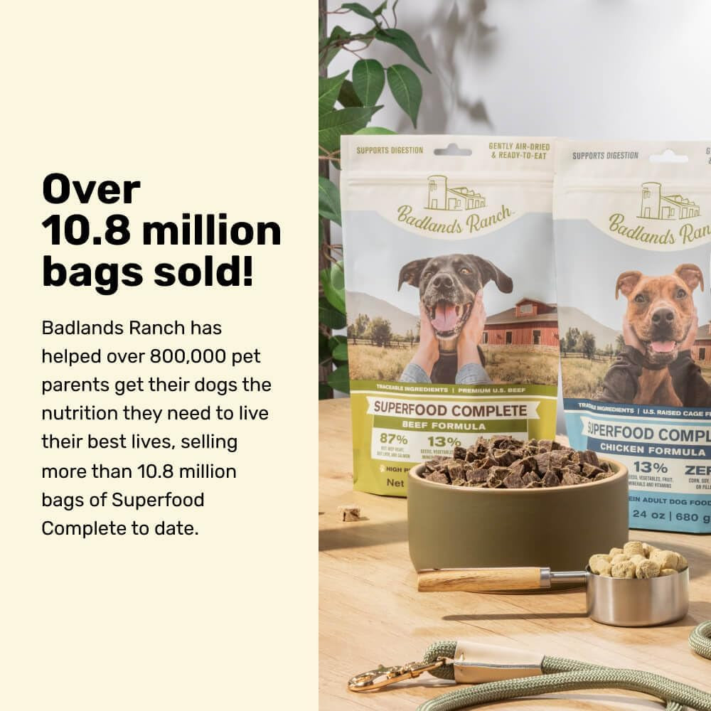 Superfood Complete, Adult Dog Food, Air-Dried, High Protein, Zero Fillers, Superfood Nutrition by Katherine Heigl (24 Oz., Beef Formula)