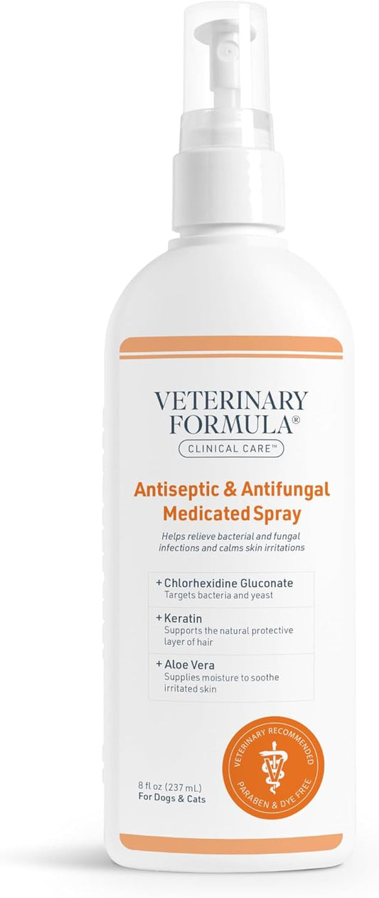 Clinical Care Antiseptic and Antifungal Medicated Spray for Dogs & Cats, 8 Fl Oz (1 Pack)