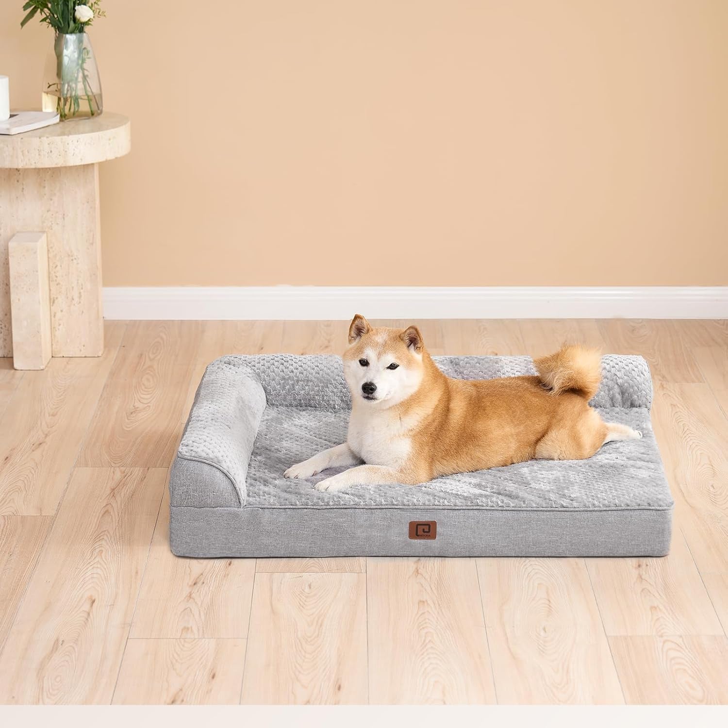 Memory Foam Dog Bed Medium Sized Dogs, Waterproof Dog Bed Orthopedic with Washable Removable Cover, Non-Slip Pet Bed Couch for Crate, 30X20X6 Inches, Grey