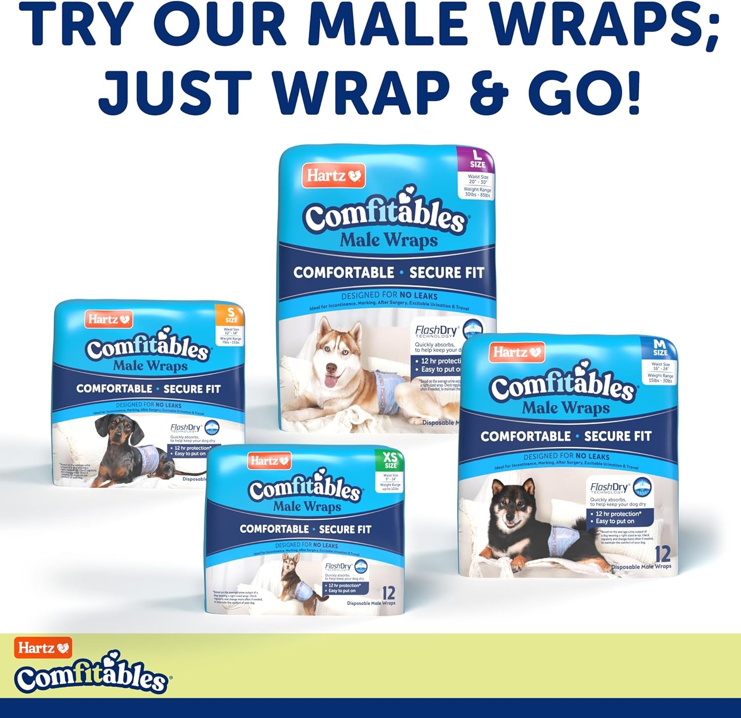 Disposable Dog Diapers, Size M 32 Count, Comfortable & Secure Fit, Easy to Put On