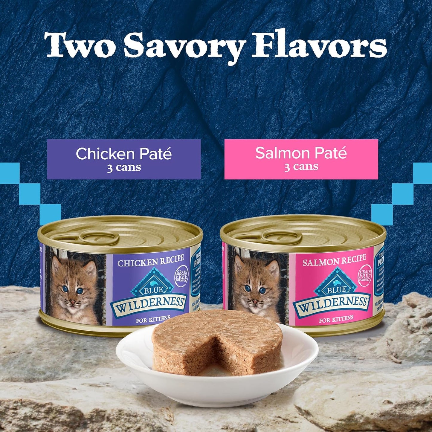 Wilderness Kitten Food, High-Protein & Grain-Free Wet Cat Food Paté Variety Pack, Chicken & Salmon Recipes, 3-Oz Cans (6 Count, 3 of Each)