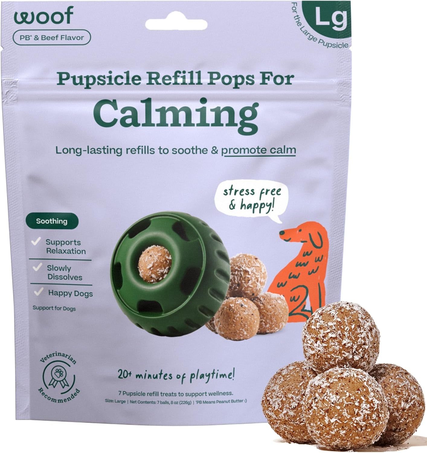 Pupsicle Refill Pops for Calming - Calming Dog Treats - Long-Lasting Refills for the Pupsicle Toy to Promote Calm - Magnesium for Dogs- Large Pops - 7 Count