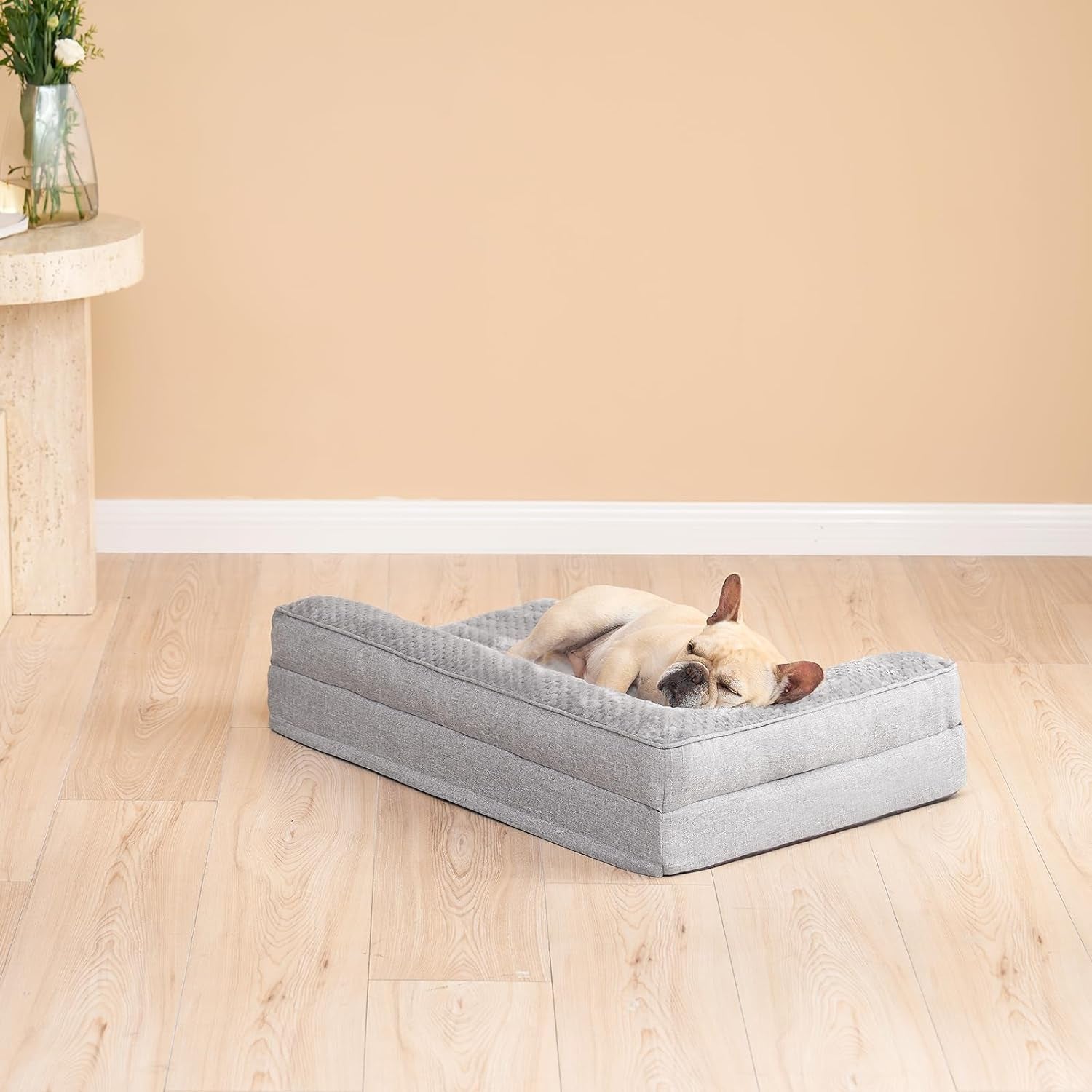 Memory Foam Dog Bed Medium Sized Dogs, Waterproof Dog Bed Orthopedic with Washable Removable Cover, Non-Slip Pet Bed Couch for Crate, 30X20X6 Inches, Grey