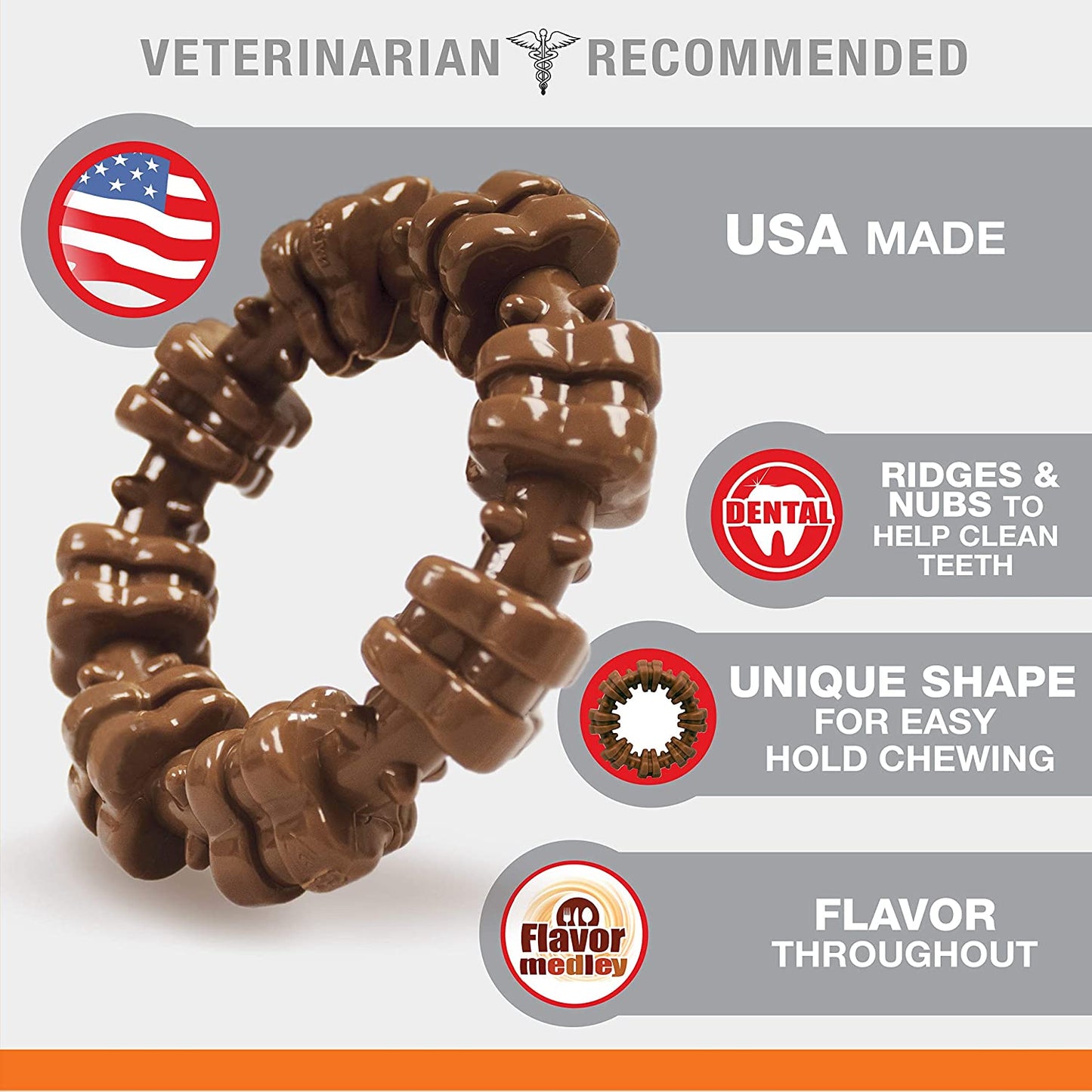 Textured Ring Power Chew Toy for Large Dogs, Durable Dog Toys for Aggressive Chewers, Strong Dog Chew Bones to Keep Them Busy, Flavor Medley, X-Large - 50+ Lbs, 1 Count