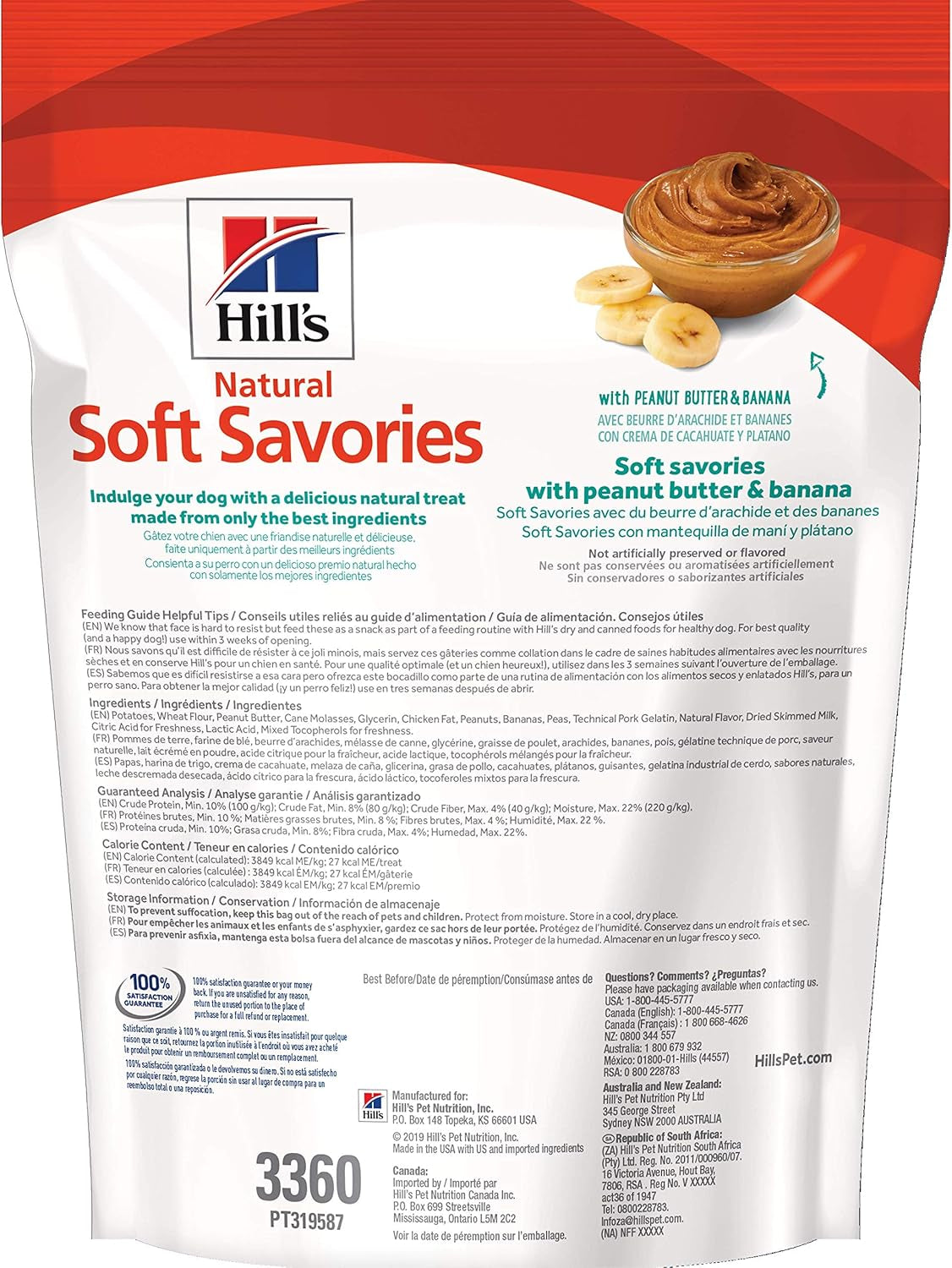 Natural Soft Savories, All Life Stages, Great Taste, Dog Treats, Peanut Butter & Banana, 8 Oz Bag