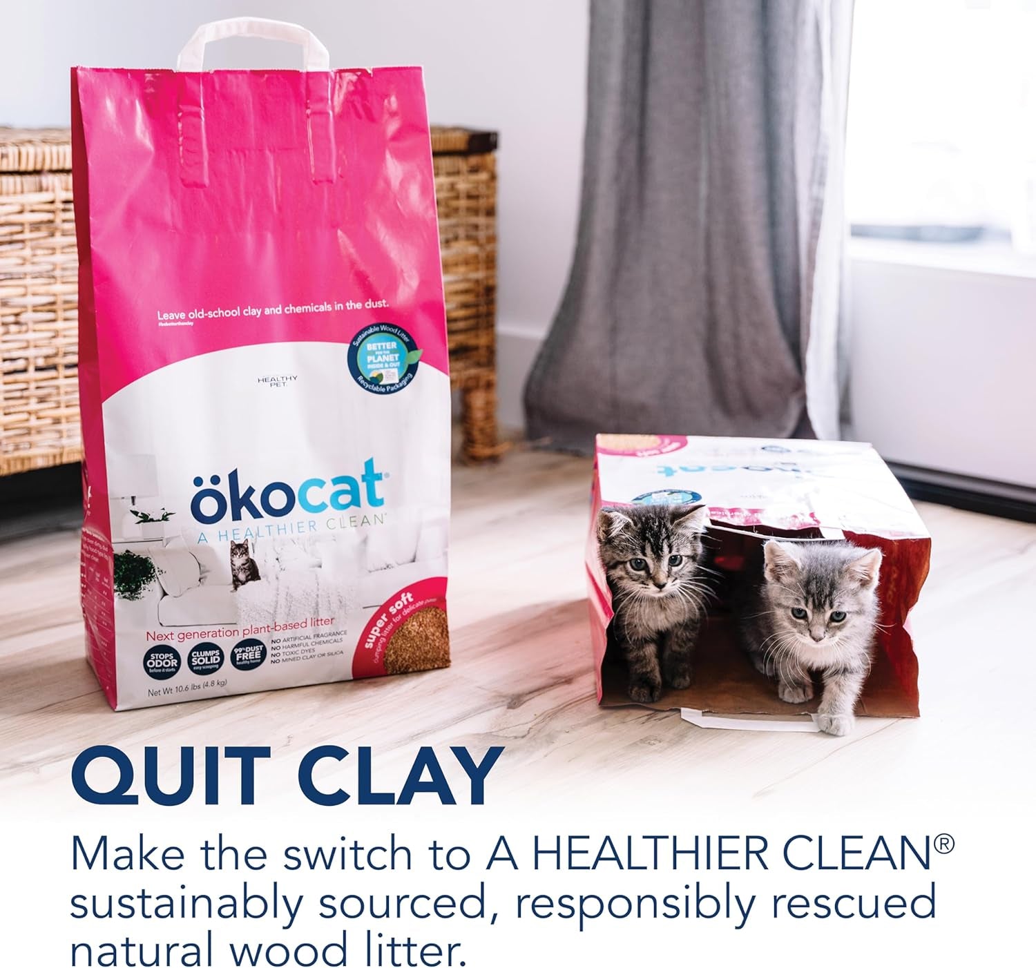 Super Soft Wood Clumping Cat Litter, Unscented,14 Pounds - Natural Ingredients, Stops Odor, Clumps Solid, 99% Dust Free, Great for All Cats, Sensitive Paws, Kittens