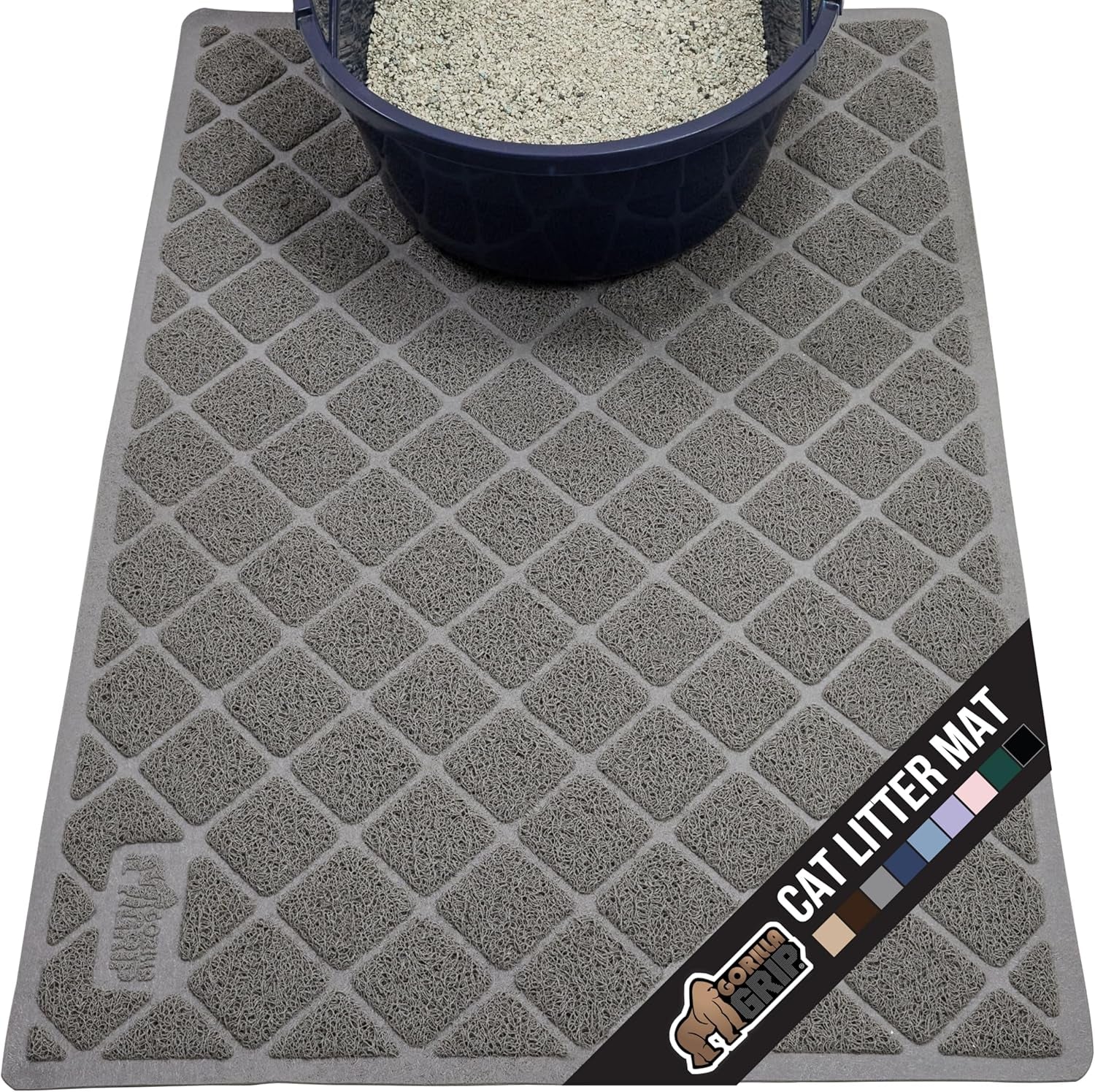 Cat Litter Box Mat, Water Resistant, US Designed Kitty Litter Trapping Mats, Easy to Clean, Scatter Control, Less Mess and Clean Floors, Kitten Supplies for Indoor Cats, 24X17 Gray