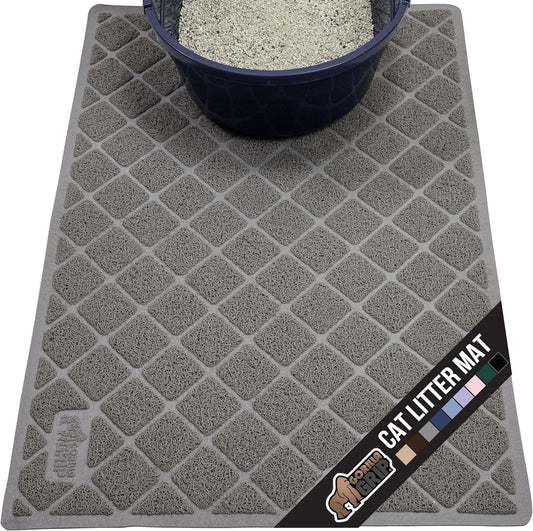Cat Litter Box Mat, Water Resistant, US Designed Kitty Litter Trapping Mats, Easy to Clean, Scatter Control, Less Mess and Clean Floors, Kitten Supplies for Indoor Cats, 24X17 Gray