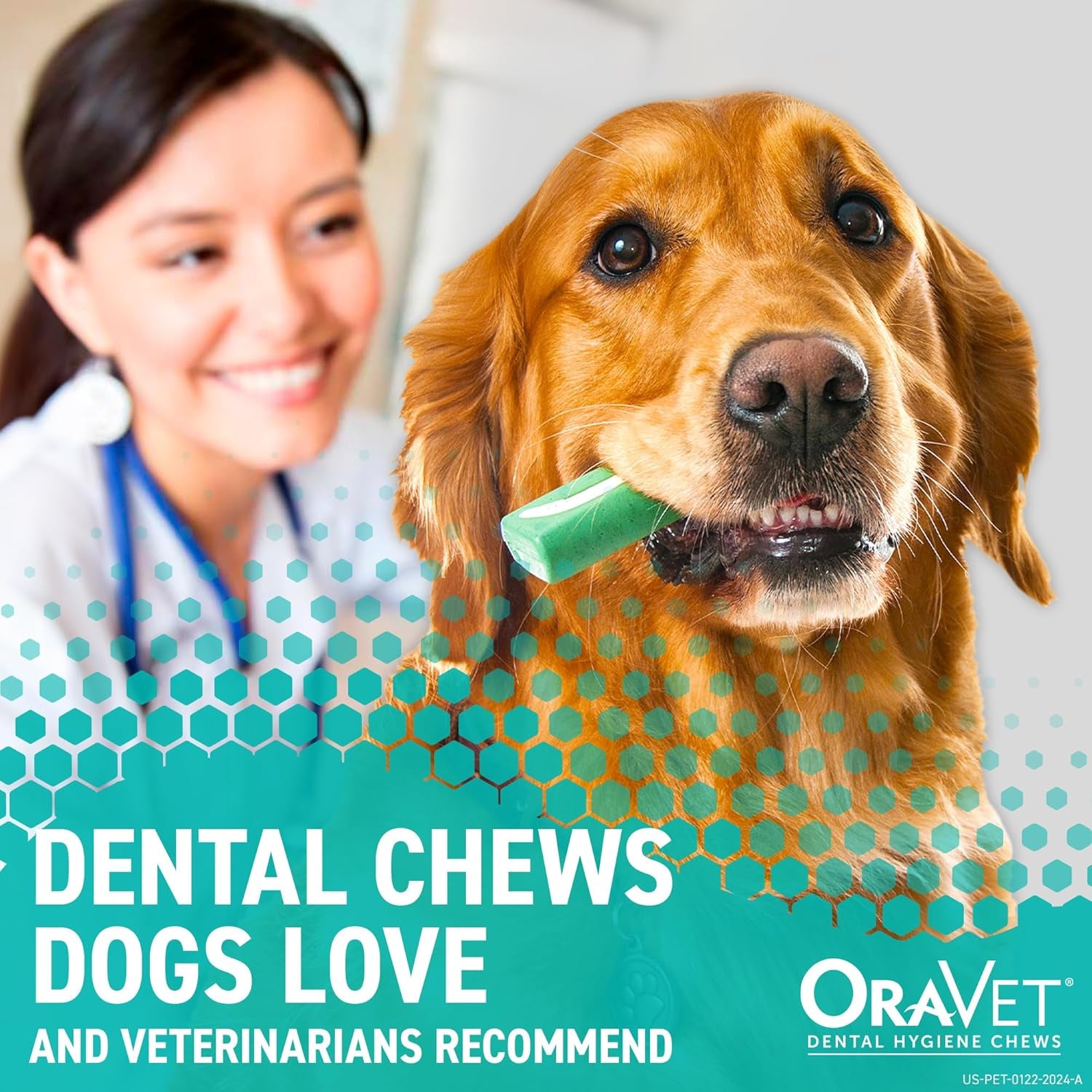 Dental Chews for Dogs, Oral Care and Hygiene Chews (Large Dogs, over 50 Lbs.) Pink Pouch, 30 Count (Pack of 1)