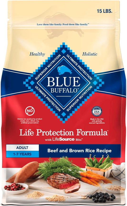 Life Protection Formula Adult Dry Dog Food, Helps Build and Maintain Strong Muscles, Made with Natural Ingredients, Beef & Brown Rice Recipe, 15-Lb. Bag