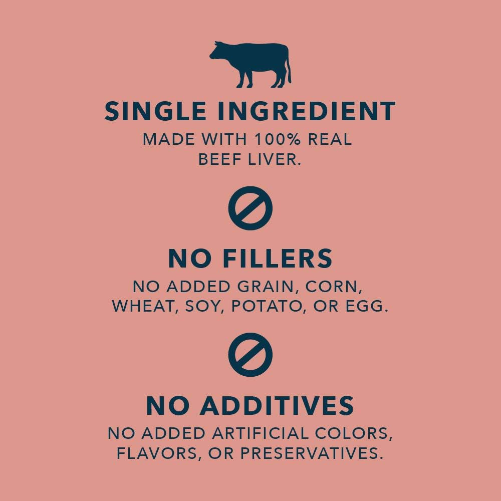 Amazon Brand -  Freeze-Dried Raw Single Ingredient Dog Treats, Beef Liver, High Protein, Health Training Treats or Meal Topper for All Dogs, Grain-Free, 3.3 Ounce (Pack of 1)