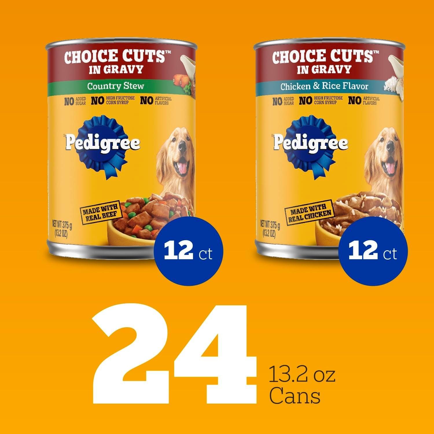 Choice Cuts in Gravy Adult Canned Soft Wet Dog Food, Chicken & Rice & Country Stew, 13.2 Oz. Cans (24 Count, Pack of 1)