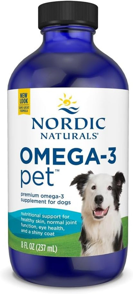 Omega-3 Pet, Unflavored - 8 Oz - 1380 Mg Omega-3 per Teaspoon - Fish Oil for Medium to Large Dogs with EPA & DHA - Promotes Heart, Skin, Coat, & Immune Health