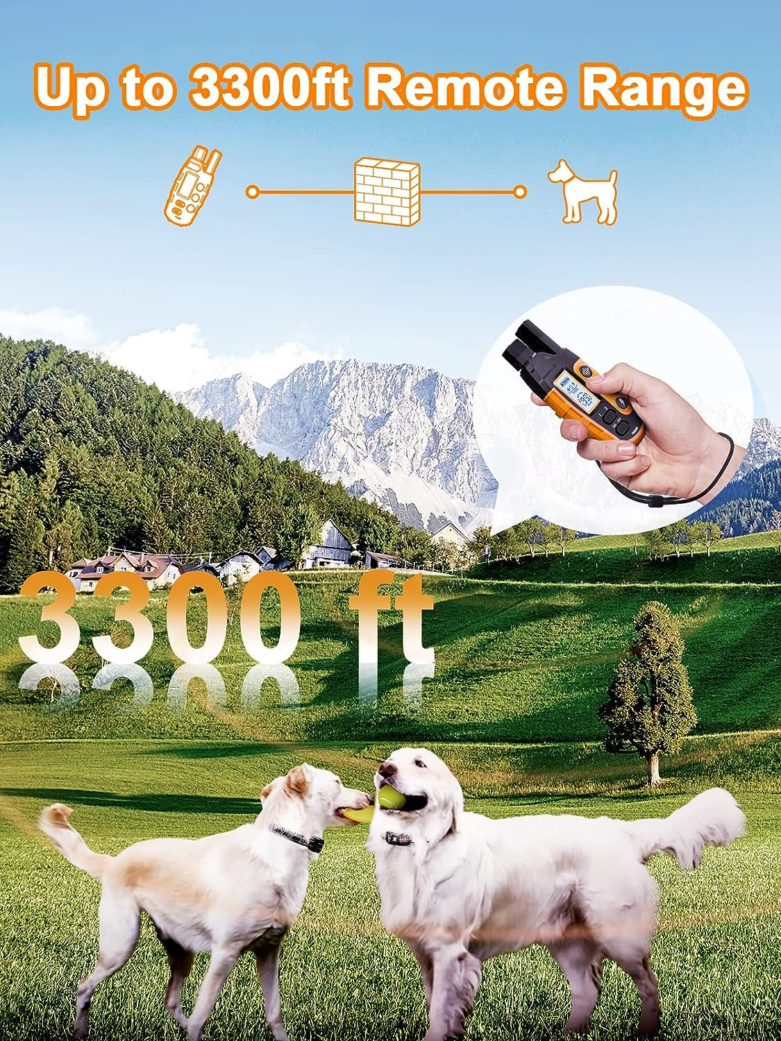 Dog Shock Collar 2 Dogs (5-120Lbs) - 3300 Ft Waterproof Training Collar for Dogs Large Medium Small with Rechargeable Remote, Beep (1-8) Vibration (1-16) and Humane Shock (1-99) Modes