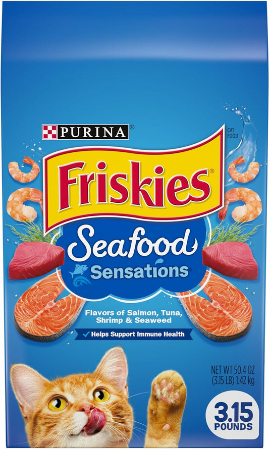 Purina  Dry Cat Food Seafood Sensations with Salmon, Tuna, and Shrimp Flavors - (Pack of 4) 3.15 Lb. Bags