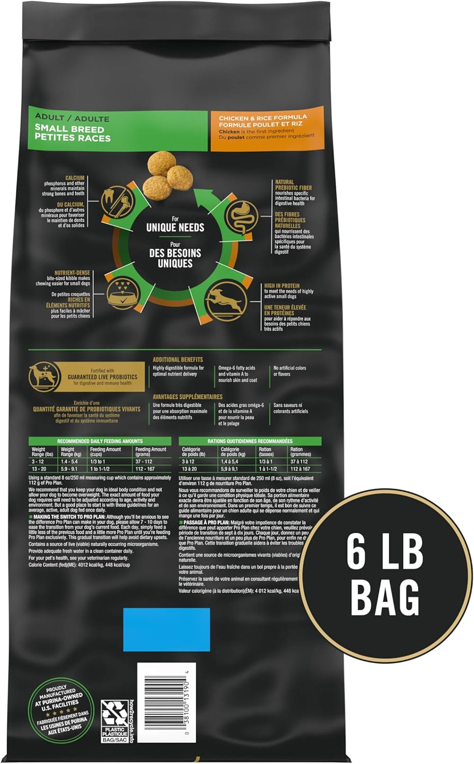 Small Breed Dry Dog Food Chicken and Rice Formula with Guaranteed Live Probiotics - 6 Lb. Bag