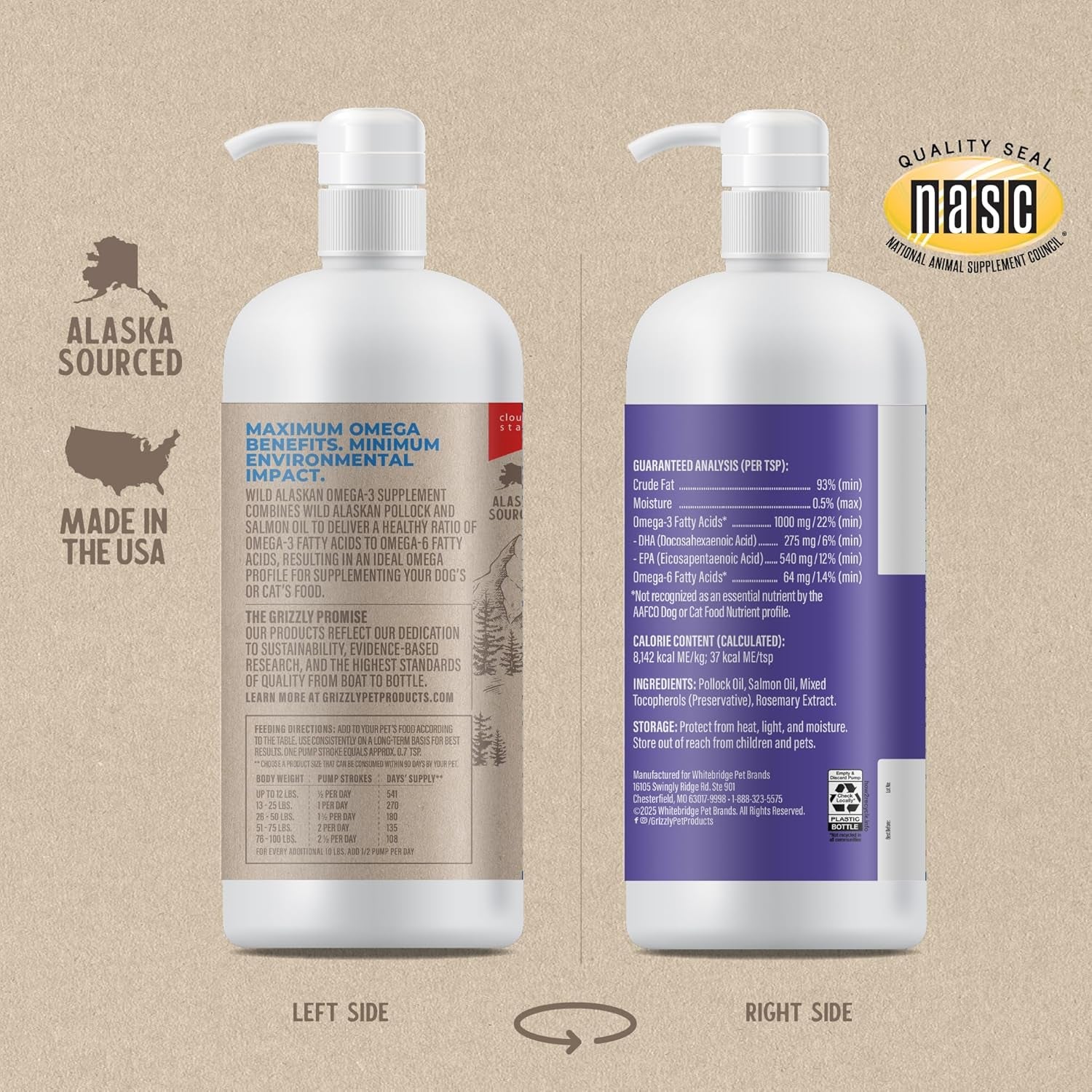 Omega Health Liquid Omega-3 Supplement for Dogs and Cats, 32 Ounce Bottle