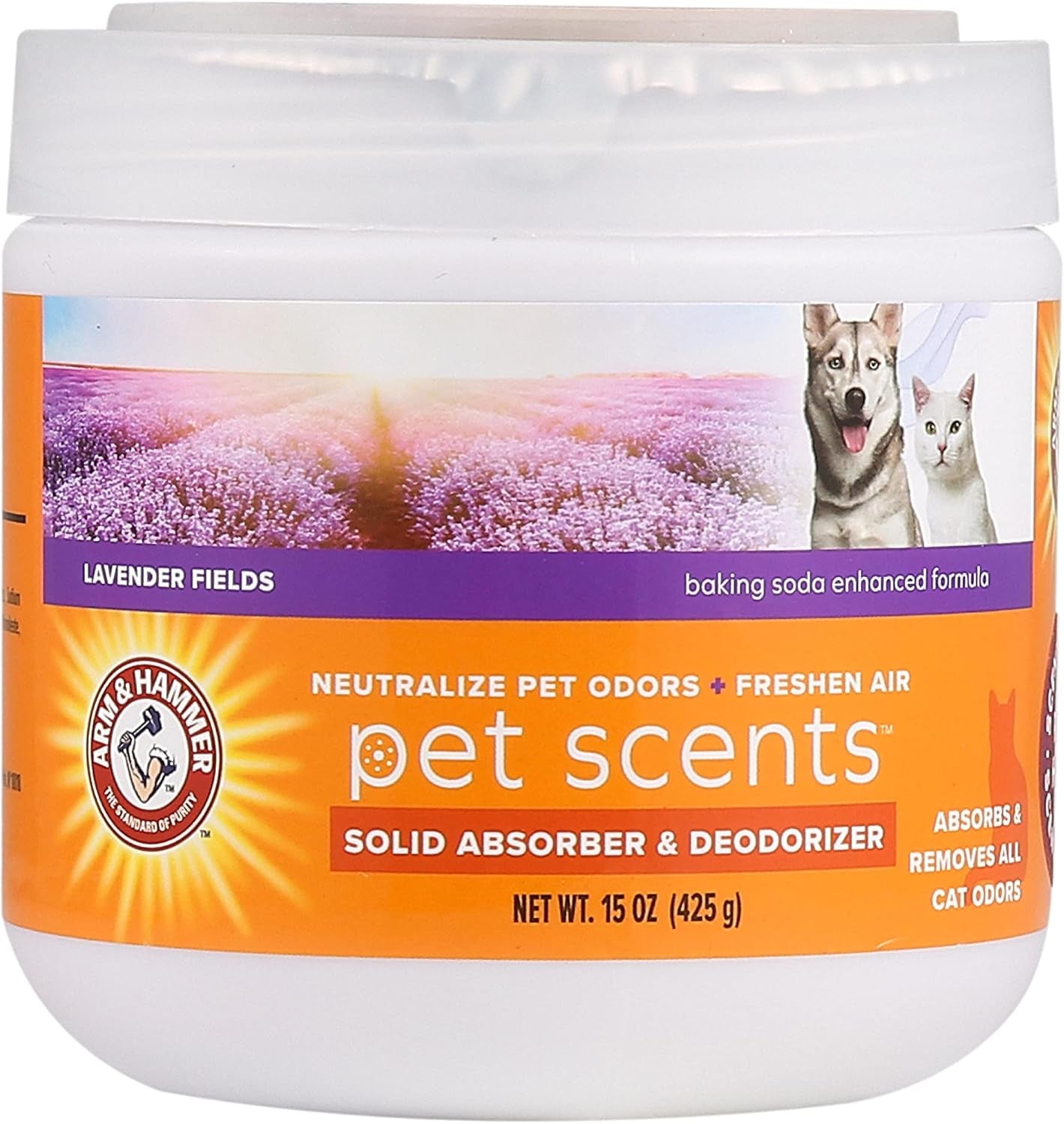 for Pets Scents Solid Gel Deodorizer in Lavender Fields Scent | Room Deodorizer for Homes with Pets, Odor Removing Gel for Pet Smells, 15 Ounces