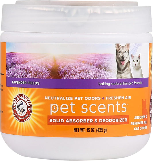 for Pets Scents Solid Gel Deodorizer in Lavender Fields Scent | Room Deodorizer for Homes with Pets, Odor Removing Gel for Pet Smells, 15 Ounces