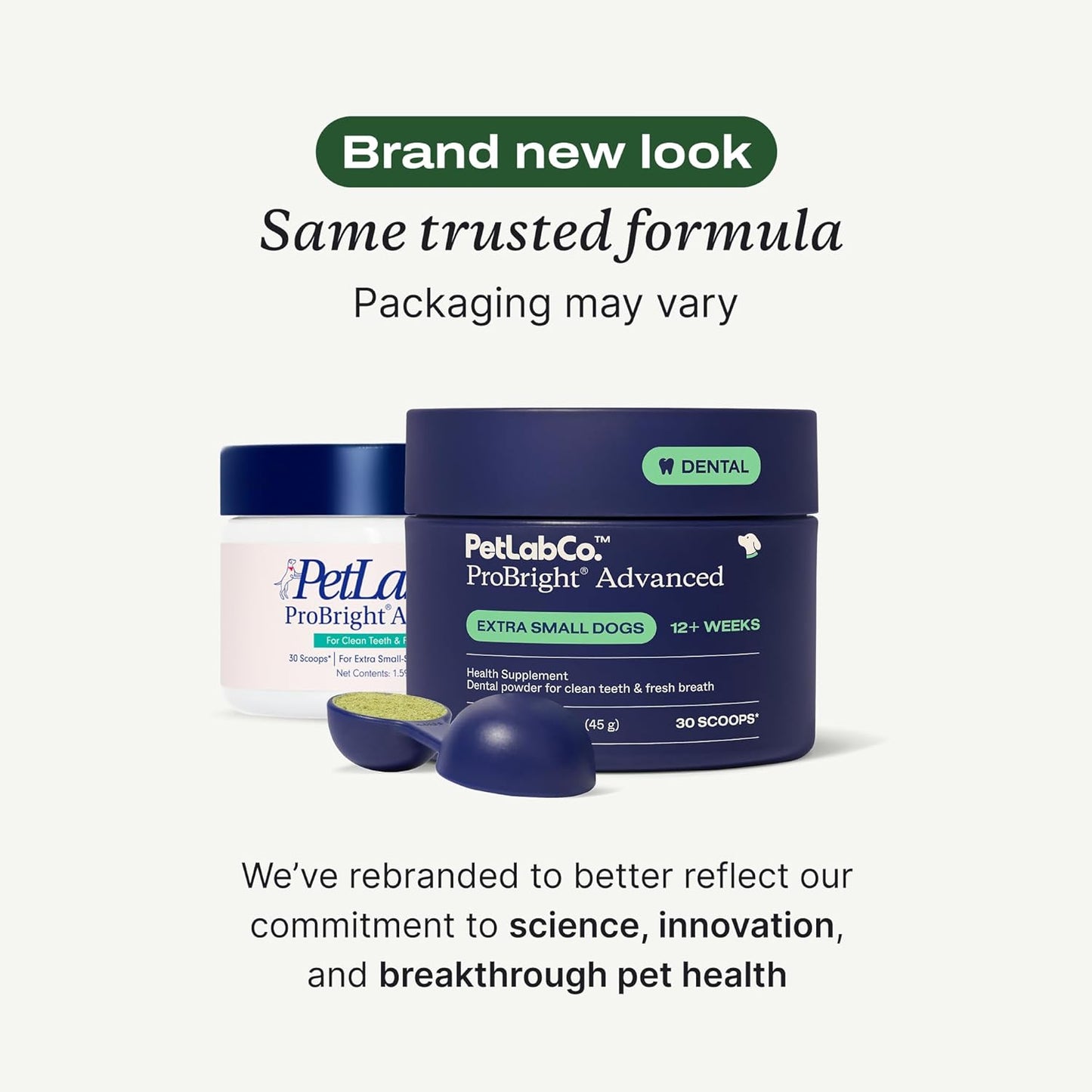 Probright Advanced Dental Powder - Dog Breath Freshener - Teeth Cleaning Made Easy – Targets Tartar & Bad Breath - Packaging May Vary - Formulated for Extra Small Dogs