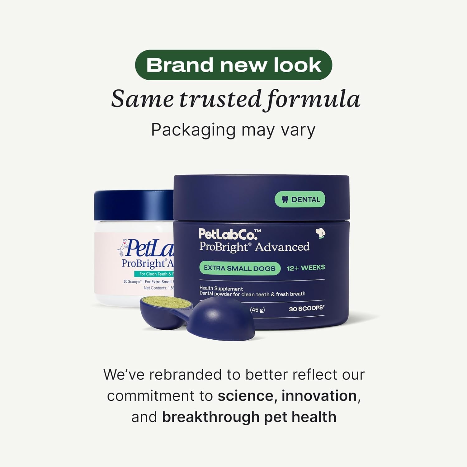 Probright Advanced Dental Powder - Dog Breath Freshener - Teeth Cleaning Made Easy – Targets Tartar & Bad Breath - Packaging May Vary - Formulated for Extra Small Dogs