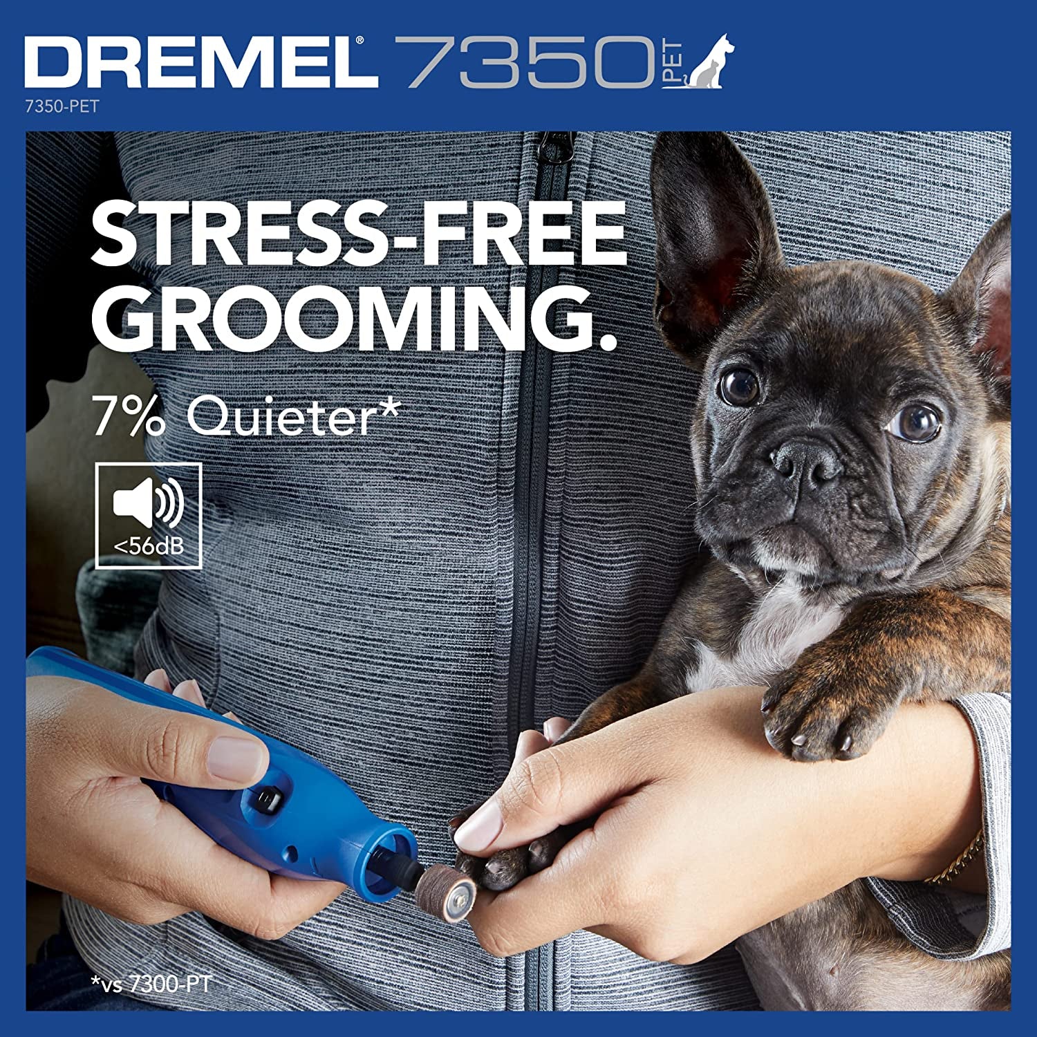 7350-PET 4V Pet & Dog Nail Grinder, Easy-To-Use & Safe Nail Trimmer, Professional Pet Grooming Kit - Works on Large, Medium, Small Dogs & Cats