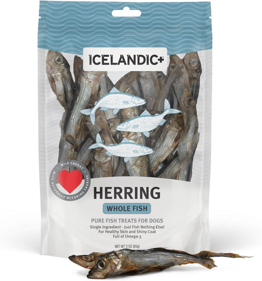Whole Fish Herring - 3Oz Bag - Dog Treats, Pure Wild-Caught & Air-Dried, Single Ingredient Snack, Pet Chew, Just the Fish Nothing Else