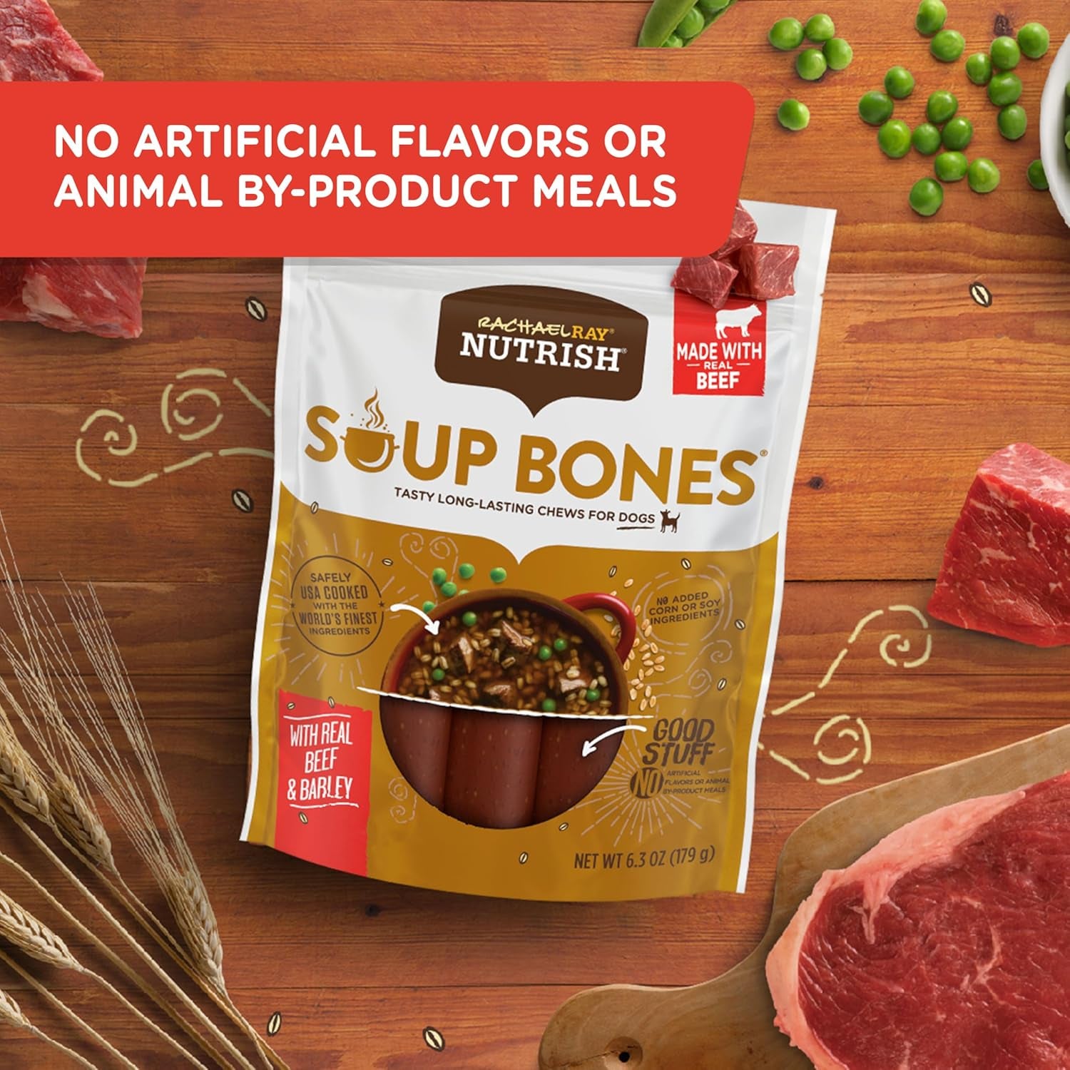 Rachael Ray  Soup Bones with Real Beef & Barley, 11 Dog Chews